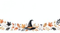 Witch hat surrounded by autumn leaves, berries, and botanical elements on white background, isolated design for Halloween crafts, invitations, and seasonal decorations.