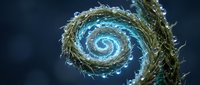Mystical golden spiral vortex with glowing blue energy center creating magical portal effect on dark background for fantasy and supernatural design projects.