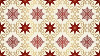 Elegant red and gold ornamental seamless pattern with decorative stars and flourishes on cream background. Tiles perfectly for wallpaper, fabric, wrapping paper.