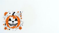 Pumpkin jack-o-lantern face with geometric lines and dots on white background, isolated clipart for Halloween designs, greeting cards, and seasonal decorations.