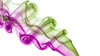 Abstract colorful smoke waves flowing on white background with pink and green gradient effects for modern design projects.