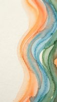 Abstract watercolor flowing waves in orange blue green hues with organic curved lines and soft gradient transitions for modern artistic design projects.