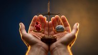 Cupped hands holding golden scales of justice with dramatic lighting on dark background symbolizing legal balance and fairness in courtroom decisions.