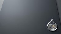 Water droplet with gears and mechanical components inside on dark gray background, representing technology, innovation, and industrial solutions for business concepts.
