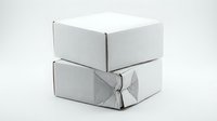 White cardboard shipping boxes stacked for packaging and delivery services on isolated background ready for design use.