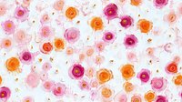 Flat lay arrangement of vibrant pink, orange, and magenta roses scattered on white background with green leaves and petals for floral design projects.