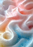Abstract fluid art background with pink, blue and gold particles floating in smooth wavy liquid. Luxury modern design for wall art and home decor.