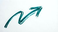 Hand-drawn teal arrow pointing upward on white background, symbolizing growth, progress, and positive direction for business and success concepts.