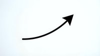 Upward trending arrow isolated on white background, representing growth, success, and positive business momentum for design projects.