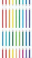 Colorful wooden pencils arranged in rows on white background, rainbow spectrum art supplies for creative projects, education and drawing activities.
