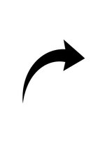 Black curved arrow pointing right on white background isolated for graphic design and presentation use.