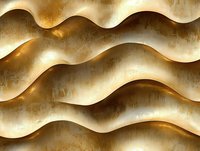 Abstract wavy golden surface with textured metallic pattern creating dynamic light and shadow effect. Seamless design for luxury backgrounds and modern decor elements.