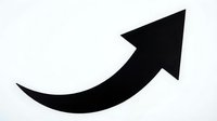 Black curved arrow pointing upward and right on white background isolated for graphic design and business presentations.