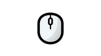 Simple black and white computer mouse icon with minimalist design and clean lines on isolated background, suitable for interface design and digital applications.