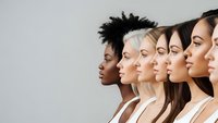 Diverse group of women in profile showing different ethnicities and skin tones representing beauty, inclusivity and multicultural unity in skincare and cosmetics.
