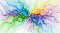 Abstract colorful smoke waves flowing in rainbow spectrum creating dynamic energy pattern on white background for creative design projects.