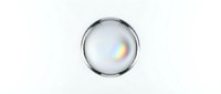 Glass sphere with light refraction and rainbow prism effect isolated on white background, suitable for design, web graphics, and scientific illustrations.