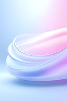 Soft flowing curves in pastel blue and pink create ethereal abstract background with gentle gradient transitions and smooth layered shapes for modern design projects.