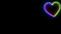 Glowing neon heart with vibrant pink and green colors on black background for romantic designs and Valentine's Day projects.