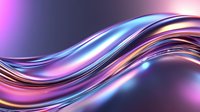 Flowing iridescent waves with holographic effect in pink, purple and blue colors create dynamic abstract background with glossy metallic texture.