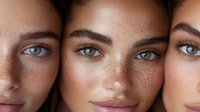 Three young diverse women with natural freckled skin and bright eyes showcasing authentic beauty and skincare for cosmetic advertising campaigns.