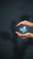 Hands protecting glowing plant sprout symbolizing environmental care, sustainability, growth protection, and eco-friendly business responsibility.