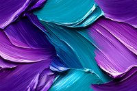 Abstract brush strokes in vibrant purple and turquoise create dynamic flowing patterns with textured paint effect, suitable for modern wall art and creative backgrounds.