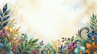 Ornamental floral border with decorative leaves and flowers in watercolor style on cream background, suitable for invitations and design projects.
