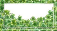 Watercolor green clover shamrock border frame with white copy space, St. Patricks Day festive botanical design for cards and banners.