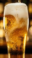 Chilled cola beverage with ice and carbonated bubbles in tall glass, perfect for advertising refreshing drinks, restaurant menus, and beverage marketing campaigns.