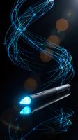 Futuristic fiber optic cable with glowing blue light trails and energy streams on dark background for technology and communication design concepts.