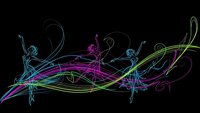 Abstract colorful flowing lines and swirls creating dynamic wave patterns on black background for modern digital art and creative design projects.
