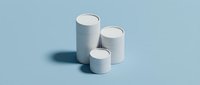 White cylindrical geometric shapes on light blue background for modern minimalist design projects and presentations.