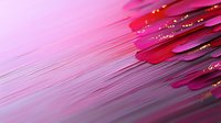 Vibrant pink and red feather macro with water droplets creating dreamy ethereal effect, soft focus background shows delicate texture and light reflections.