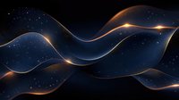 Glowing golden waves flow through dark starry space creating elegant abstract curves and light trails against cosmic background for luxury designs.