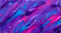 Abstract acrylic paint strokes in vibrant purple, pink and blue colors creating dynamic textured background for modern art projects and creative designs.