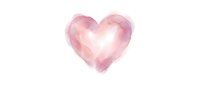 Soft pink watercolor heart with glowing center on white background, isolated and ready for design use on cards, invitations, and apparel.