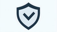 Navy blue shield with white checkmark symbol representing security, protection, and verification. Minimalist design isolated on light background.
