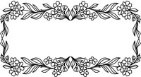 Elegant floral border frame with decorative flowers and leaves on transparent background, isolated design element for invitations and cards.