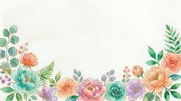 Watercolor floral border with pastel roses, peonies, and green leaves on white background, perfect for wedding cards and invitations.
