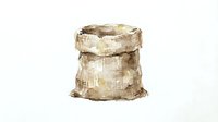 Burlap sack filled with grains or flour, isolated on white background. Suitable for food packaging, agriculture, and bakery design projects.