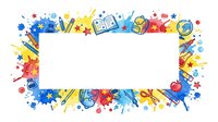 Back to school colorful frame with supplies, books, and educational elements surrounding white space for text or design placement.