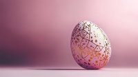 Decorative Easter egg with intricate geometric pattern on gradient pink background for spring holiday celebrations and festive designs.