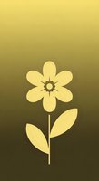 Minimalist yellow flower with stem and leaves on gradient brown background, isolated botanical artwork suitable for web design, print, and digital applications.