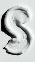 Monochrome letter S with fluid, organic curves and dramatic shadows on white background, isolated for graphic design and typography projects.