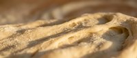 Close-up of rippled sand texture with natural shadows and warm golden tones, suitable for backgrounds, nature themes, and desert environment designs.