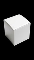 Blank white cube box isolated on transparent background, ready for packaging design, product mockups, branding, print-on-demand, and sublimation projects.