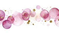 Delicate pink watercolor bubbles with gold glitter accents flow across white background in elegant abstract composition, suitable for wedding stationery and feminine designs.