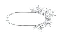 Elegant oval frame with delicate botanical leaves and branches for wedding invitations, greeting cards, and decorative design projects on white background.