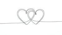 Continuous line drawing of two intertwined hearts symbolizing love, romance and connection for wedding invitations, Valentine's Day cards and romantic designs.